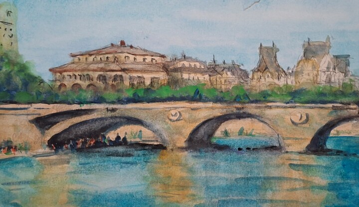 view of the bridge from the embankment Tablo, 5,9x9,8 in