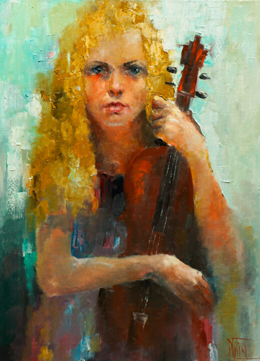 girl with a violin Tablo, 29,5x21,7 in