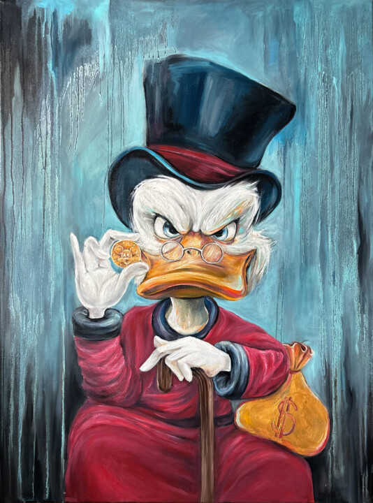 Scrooge McDuck and the coin Oil paintings 绘画, 31.5x23.6 in