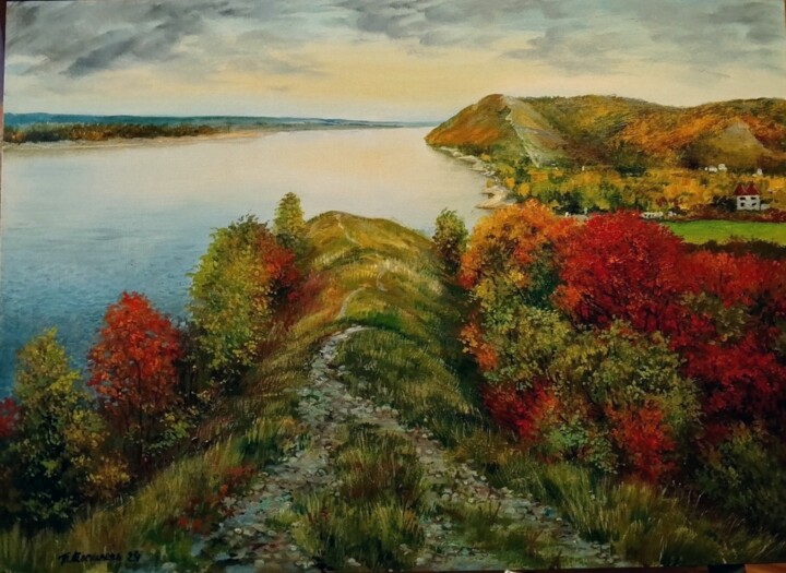 Painting titled "Родные просторы" by Tatiana Moskaleva, Original Artwork, Oil