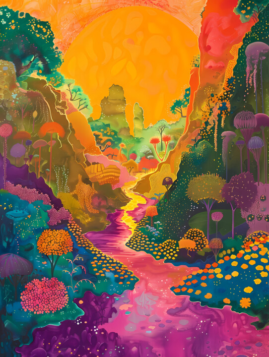 Digital Arts titled "Pathway to the Sun" by Claire Step, Original Artwork, Digital Painting