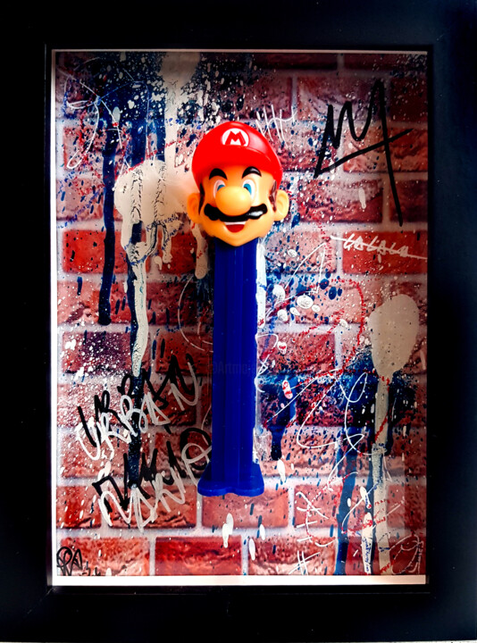 Boîte Cadre 3D Urban Mario Pop Art Graffiti Original Скульптура, 7,9x5,9 in