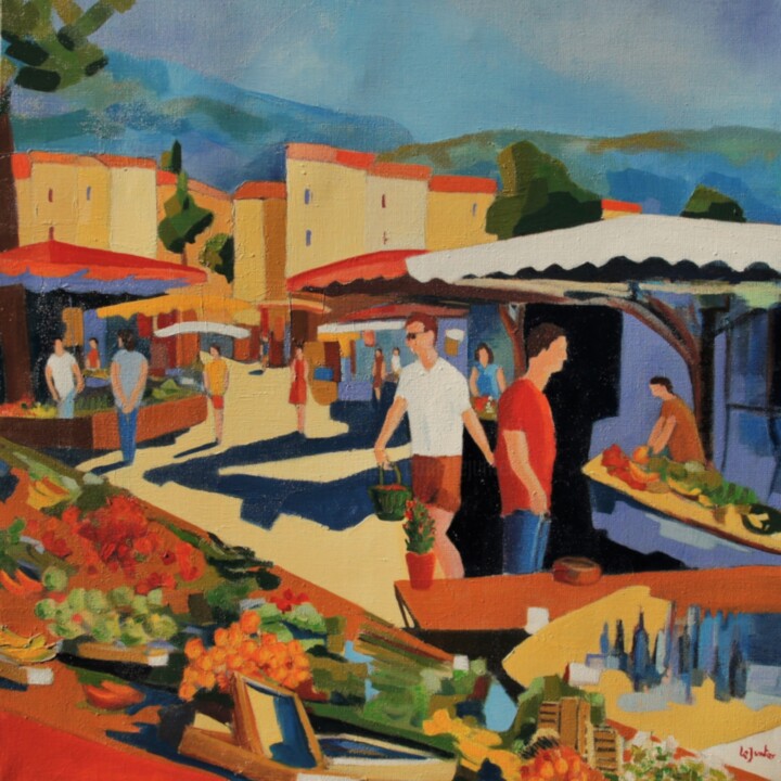 Peinture intitulée "Lo Mercat" par Jean-Noël Le Junter, Œuvre d'art originale, Huile Monté sur Châssis en bois