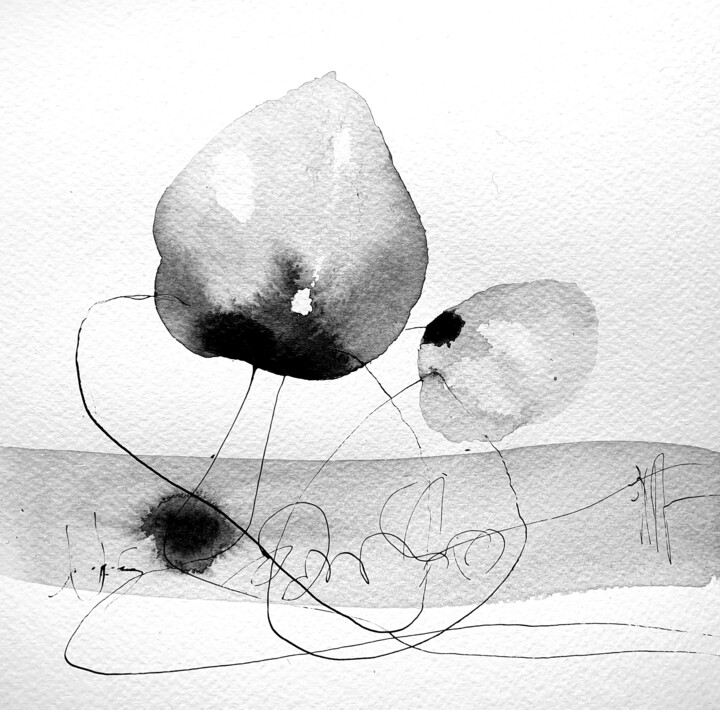 Peinture intitulée "Il et Elle (10) - U…" par Isabelle Mignot, Œuvre d'art originale, Encre