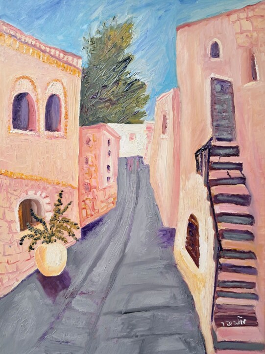 Painting titled "view at old city Ze…" by Janna Shulrufer, Original Artwork, Oil