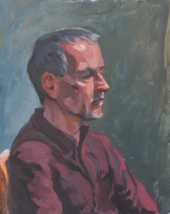 Peinture intitulée "Portrait of Werner" par Sergey Sovkov, Œuvre d'art originale, Aquarelle