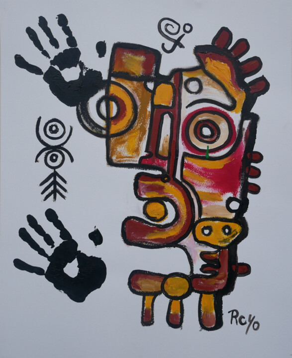 Painting titled "Art primitif contem…" by Jean Jacques Royo, Original Artwork, Acrylic