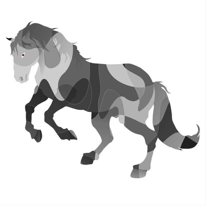 Digitale Kunst getiteld "Stylized horse is d…" door Shamim Shaikh, Origineel Kunstwerk, 2D Digital Work