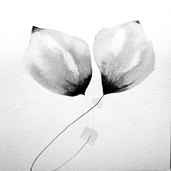 Peinture intitulée "Tout contre toi" par Isabelle Mignot, Œuvre d'art originale, Encre