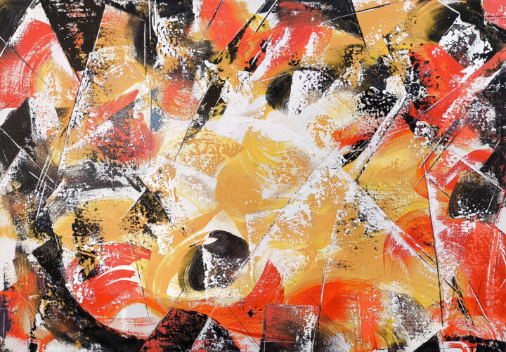 Energetic Collision 绘画, 19.7x27.6 in