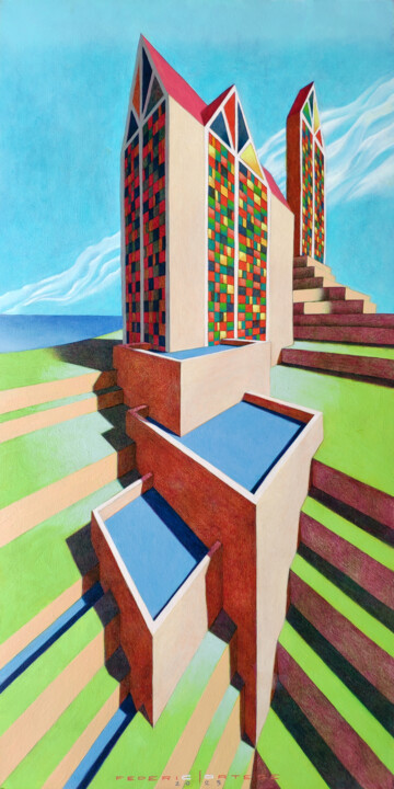 Painting titled "The castle (virtual…" by Federico Cortese, Original Artwork, Oil