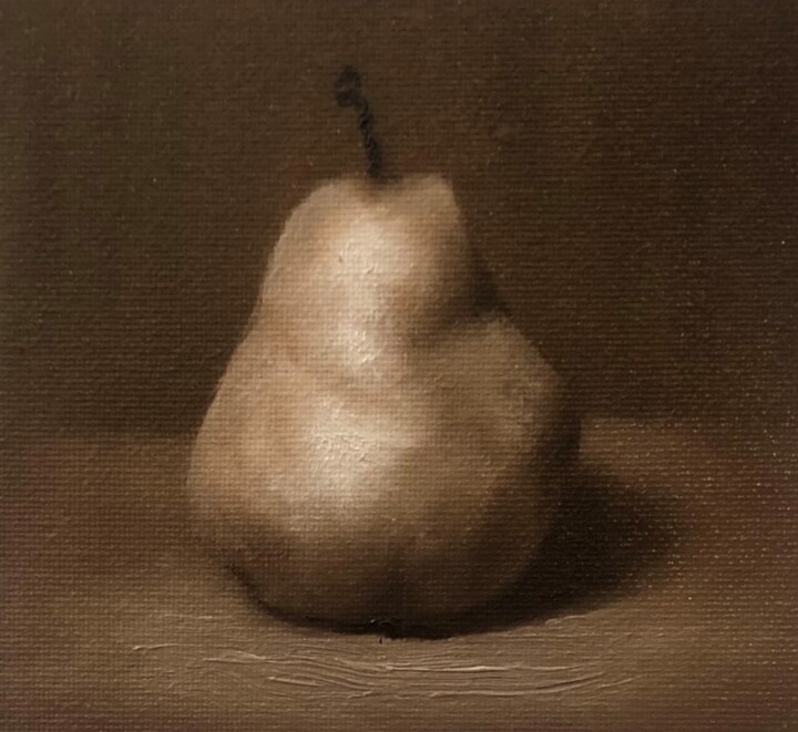 Painting titled "Poire, tons sur tons" by Laury-Anne Morel, Original Artwork, Oil