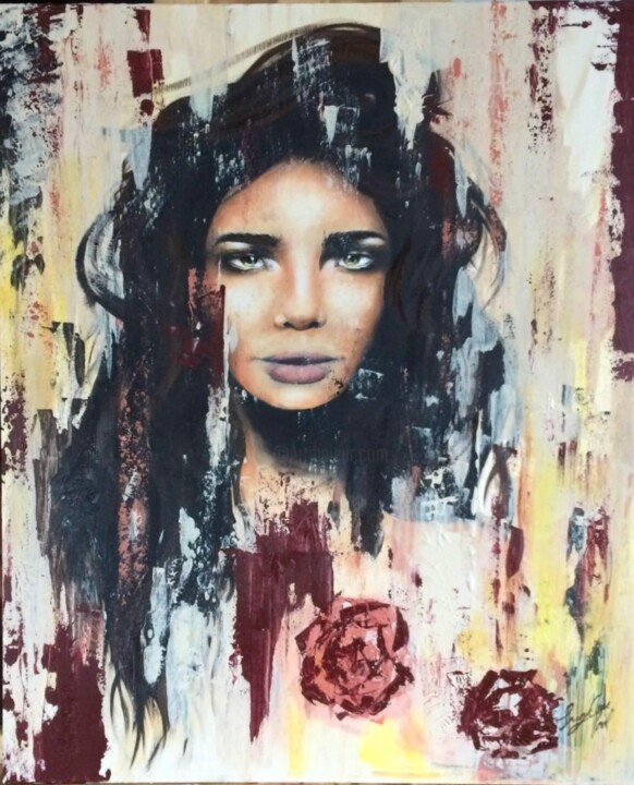 Painting titled "Feminités" by Laury-Anne Morel, Original Artwork, Acrylic Mounted on Wood Panel