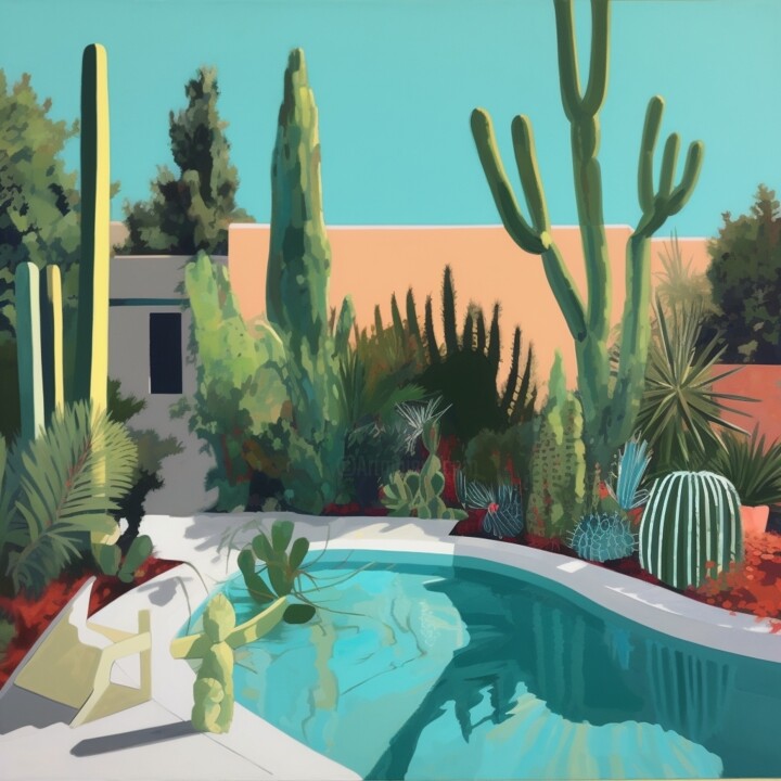 Painting titled "L.A. 2" by Olivier De Tullasky, Original Artwork, Acrylic Mounted on Wood Stretcher frame