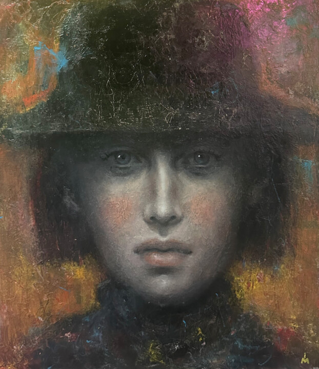 Painting titled "Autumn" by Margarita Ivanova, Original Artwork, Oil Mounted on Wood Stretcher frame