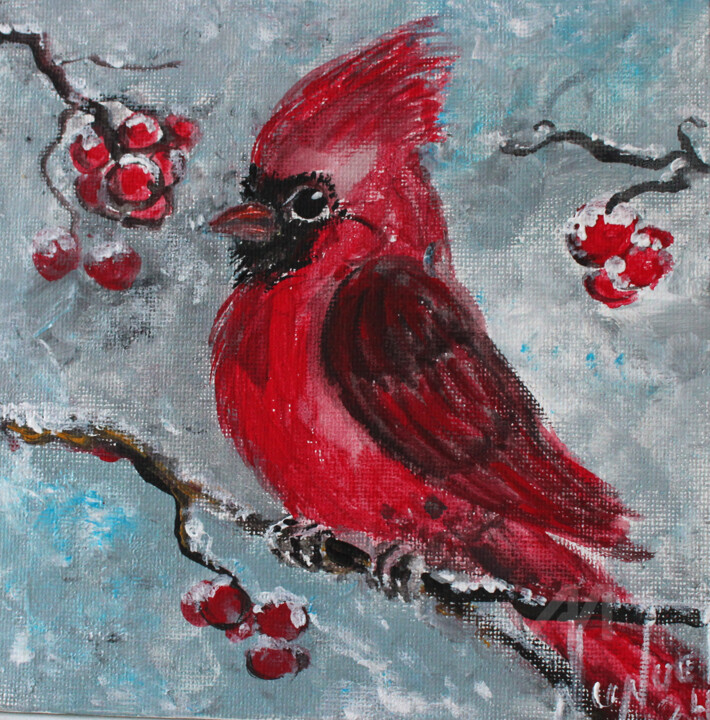 Cardinal 绘画, 5.9x5.9 in