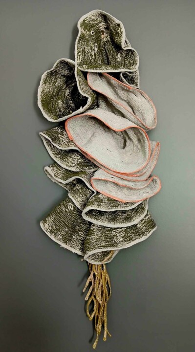 Lichen in Motion Textile Art, 38x12 in