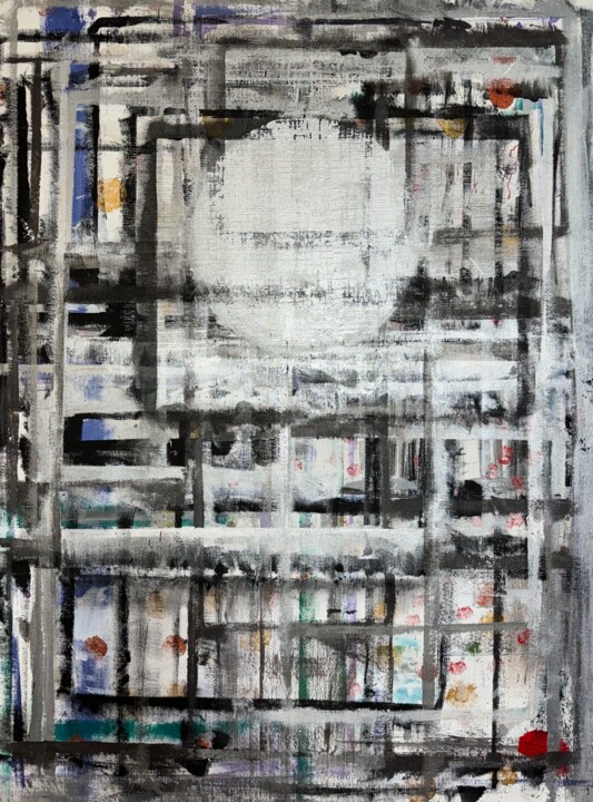 Schilderij getiteld "Hunter's Moon" door John Long, Origineel Kunstwerk, Acryl Gemonteerd op Andere stijve panelen
