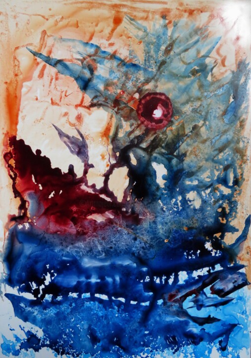 Peinture intitulée "Sauvetage - abstrac…" par Clau Redier-Clément, Œuvre d'art originale, Encre