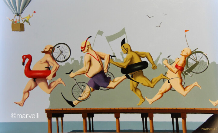 Triathlon - Fine art sublimation on aluminium Schilderij, 24x35,4 in