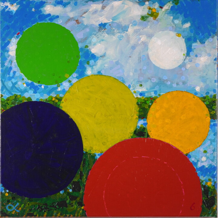 Malerei mit dem Titel "Quadrat 6" von Detlef Lemme (Farbenkugel), Original-Kunstwerk, Acryl Auf Keilrahmen aus Holz montiert