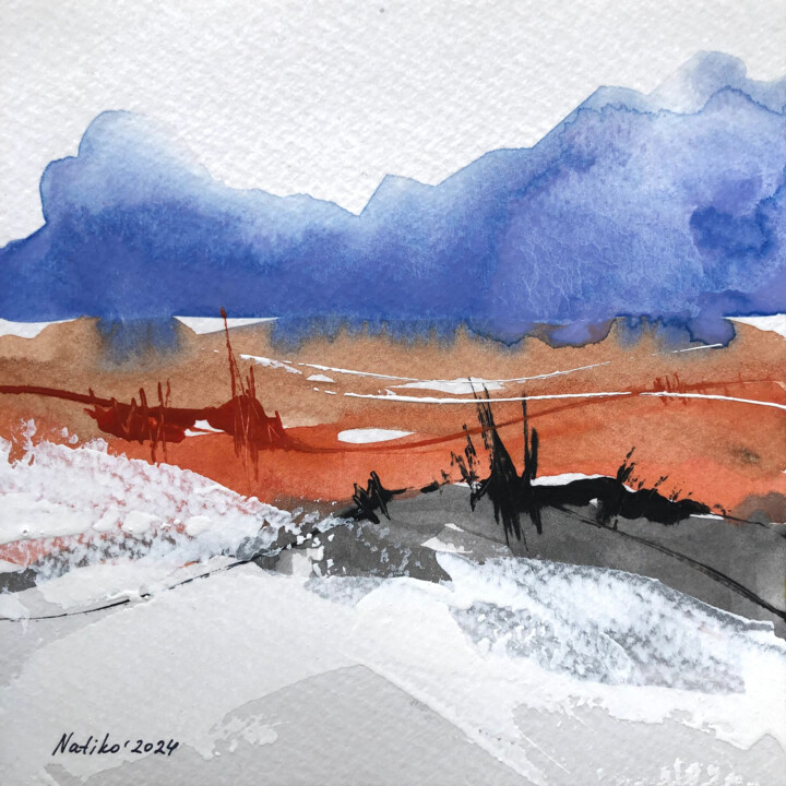 Mixed media landscape #024 绘画, 5.1x5.1 in