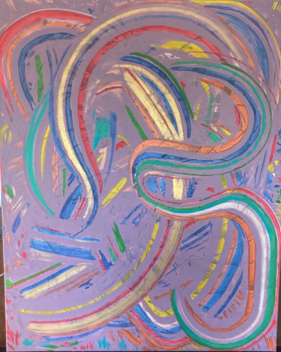 Painting titled "Electrical circuit" by Sandy Madar, Original Artwork, Acrylic