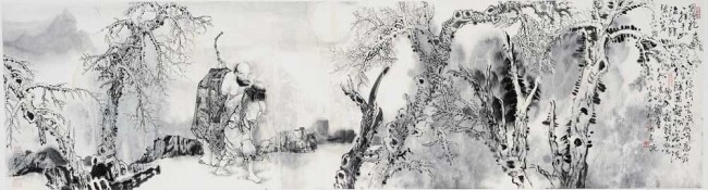 Ζωγραφική με τίτλο "张东林作品：溪山访友图" από 东林 张, Αυθεντικά έργα τέχνης, Λάδι