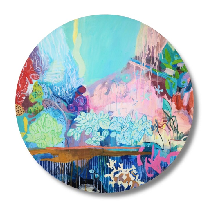 Schilderij getiteld "Dissolving Paradise" door Anastasia Mastilovic, Origineel Kunstwerk, Acryl Gemonteerd op Frame voor hou…