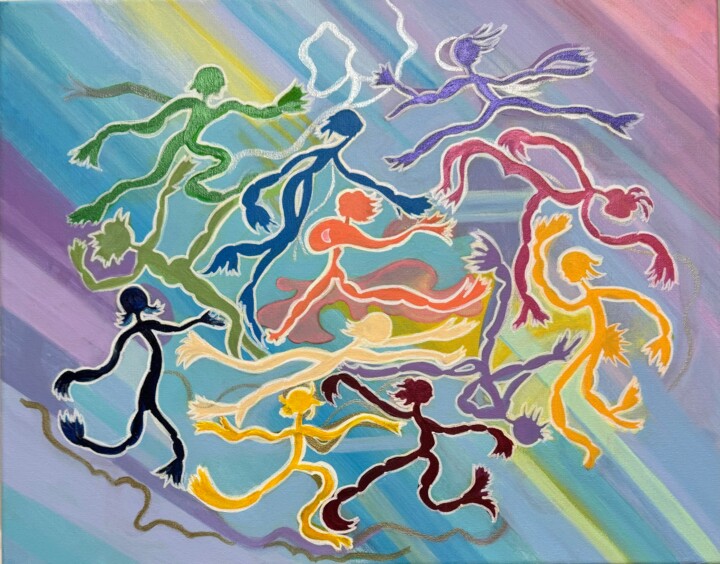 Disorderly movement of people in time space. 绘画, 15.8x19.7 in
