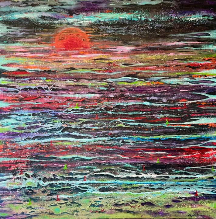 Peinture intitulée "RIVAGE OU MIRAGE? T…" par Sophie Nigen, Œuvre d'art originale, Acrylique