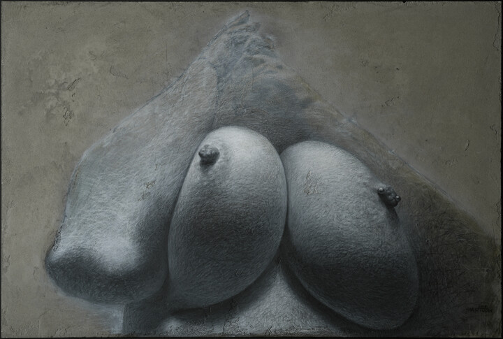 Dibujo titulada "005-19" por Waclaw Wantuch, Obra de arte original, Conté Montado en Metal