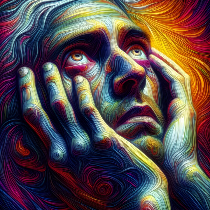 Arts numériques intitulée "A man in deep thoug…" par Art$Art, Œuvre d'art originale, Travail numérique 2D