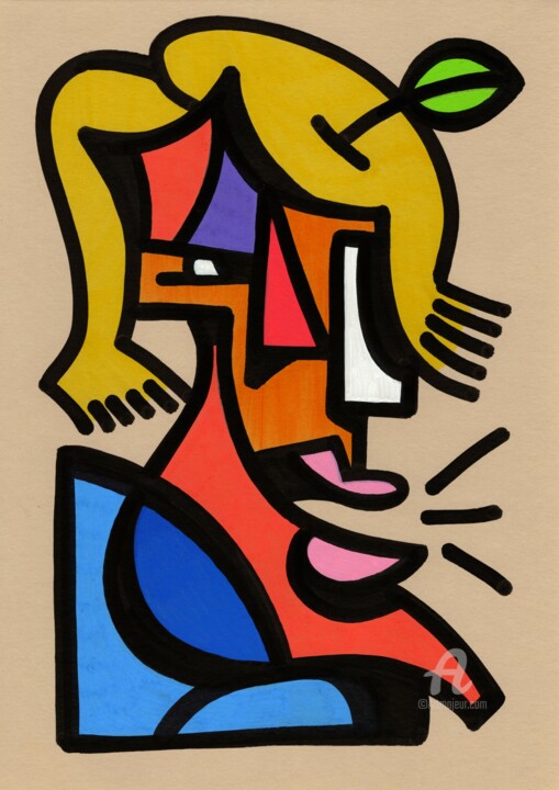 Blond wig 图画, 11.7x8.3 in