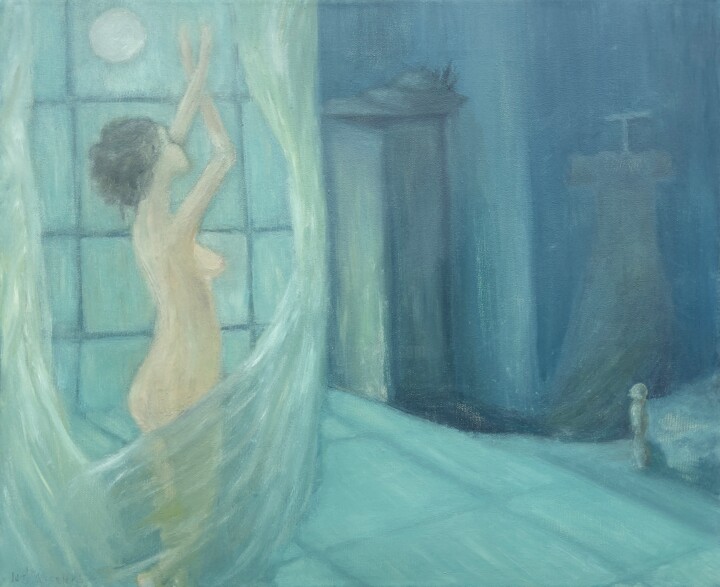 Dancing in the moonlight 绘画, 17.7x21.7 in