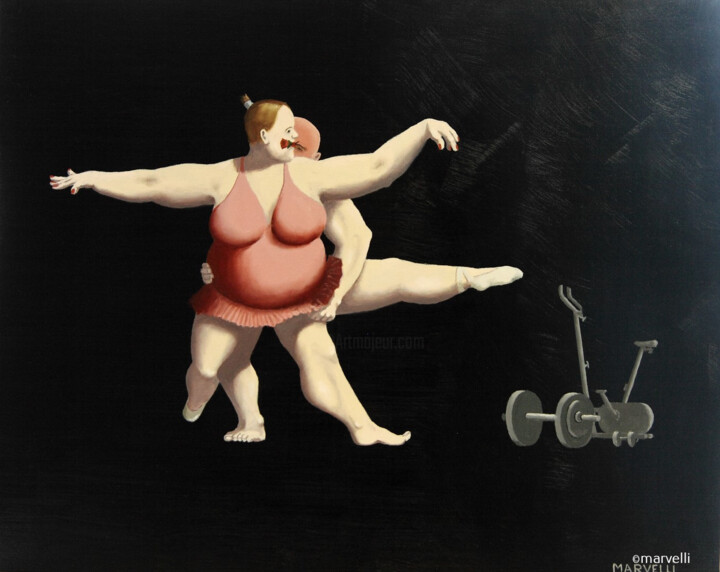 Painting titled "Workout - Fine Art…" by Martin Veldhuis (Marvelli), Original Artwork, Oil