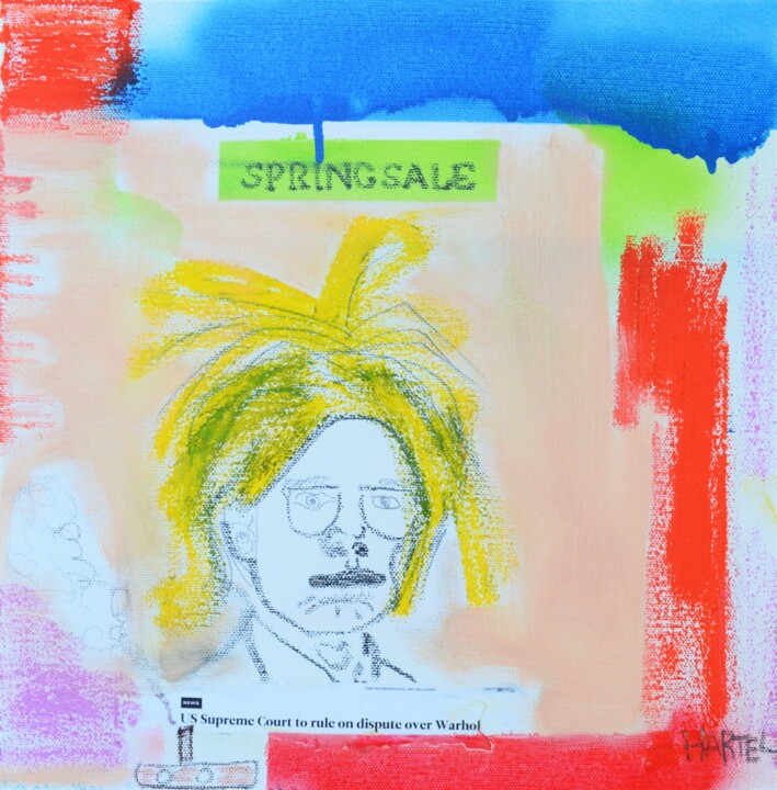 Painting titled "Spring Sale Dispute" by Paul Hartel, Original Artwork, Acrylic Mounted on Wood Stretcher frame