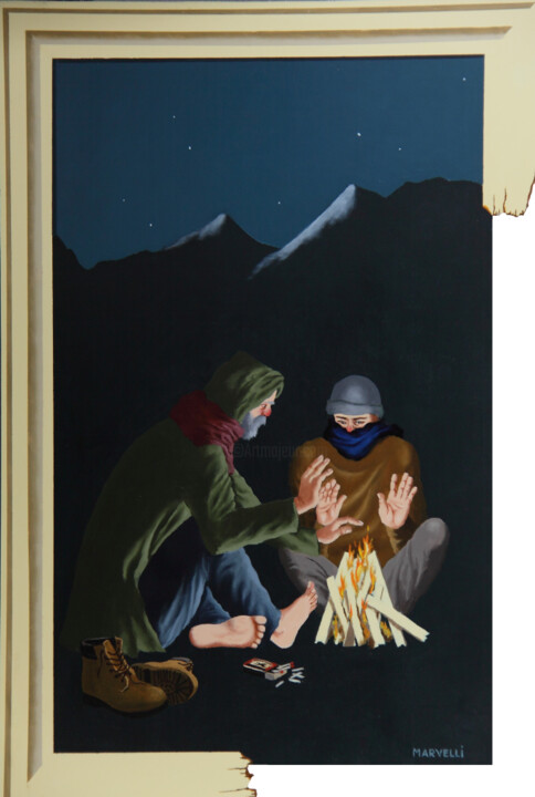 Painting titled "Survival - Fine Ar…" by Martin Veldhuis (Marvelli), Original Artwork, Oil