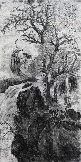 Ζωγραφική με τίτλο "张东林作品：清晨入古寺" από 东林 张, Αυθεντικά έργα τέχνης, Λάδι