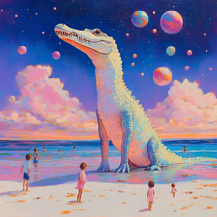 White Alligator Fantasy Digital Painting 数字艺术