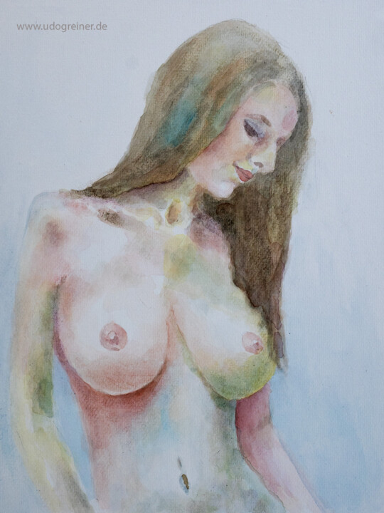 Akt Aquarell 22/13 绘画, 12.2x9.1 in