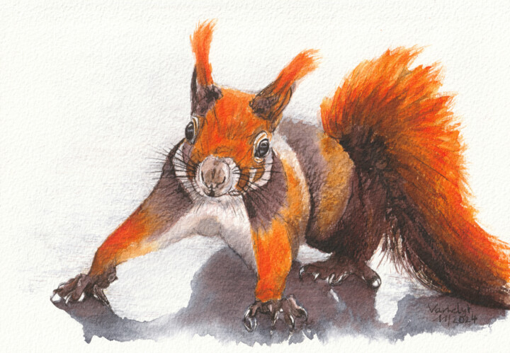 Hörnchen #3 das Orangene Disegno, 7,1x10,2 in