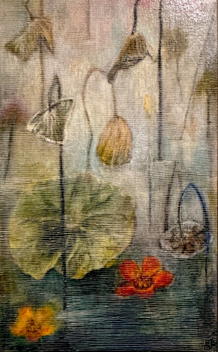 Lotus leaves in the fog. 绘画, 18.5x12.5 in