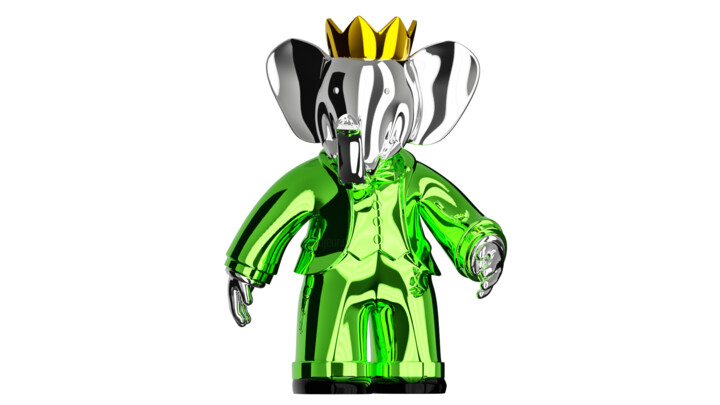 Babolex 35 cm chrome vert Escultura, 13,8x7,9 in