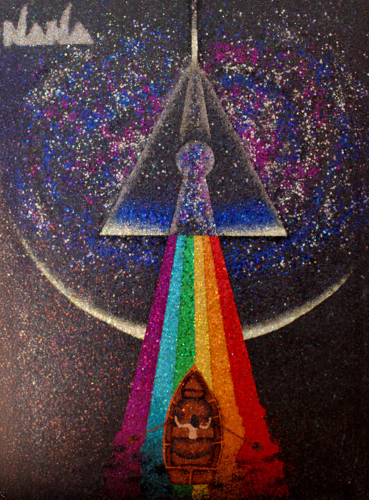 Painting titled "LIFT OFF, Glitter A…" by Nana Araujo, Original Artwork, Acrylic