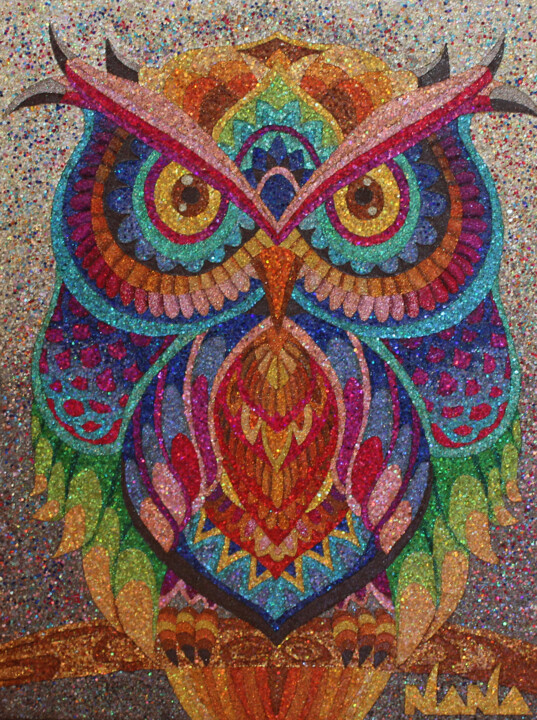 Painting titled "MYSTERIO, Glitter A…" by Nana Araujo, Original Artwork, Acrylic