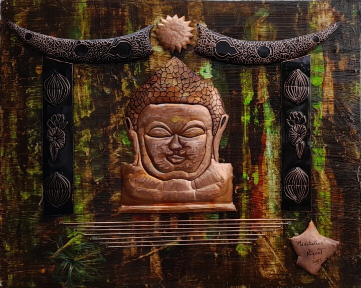 " Méditation " 绘画, 15.8x19.7 in