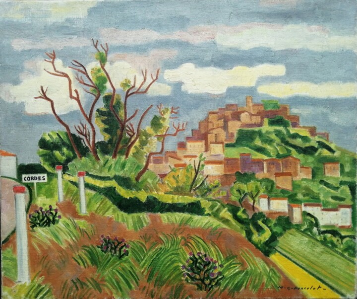 Ζωγραφική με τίτλο "Cordes sur ciel" από Maurice Georges Poncelet, Αυθεντικά έργα τέχνης, Λάδι