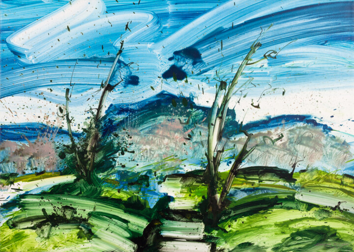 Painting titled "Divided" by Simone Romani, Original Artwork, Oil Mounted on Wood Stretcher frame