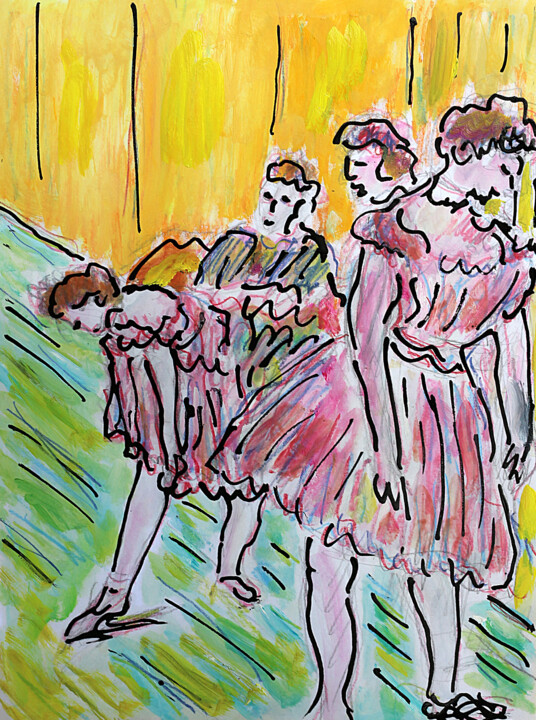 Painting titled "Ballerines d'après…" by Jean Mirre, Original Artwork, Oil